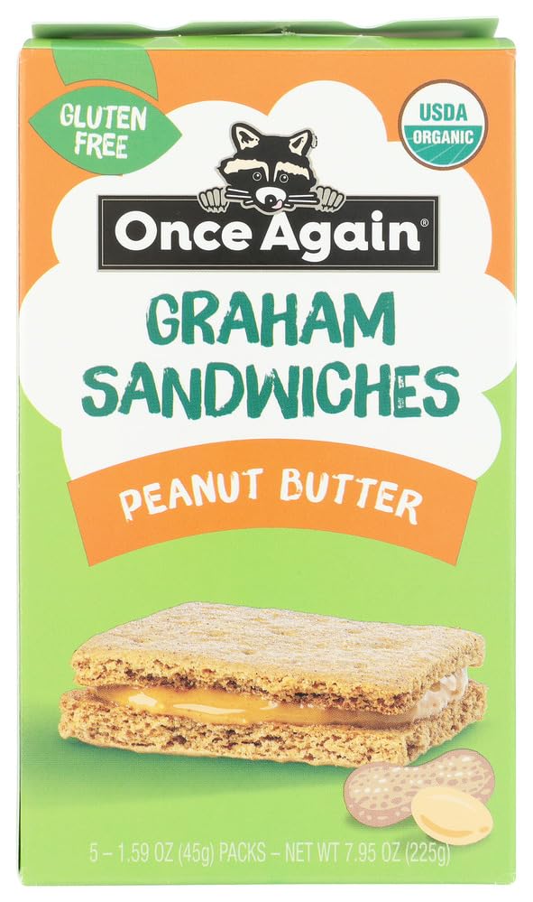 Ingredients label on Once Again organic peanut butter graham sandwich