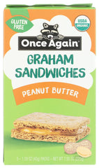 Ingredients label on Once Again organic peanut butter graham sandwich