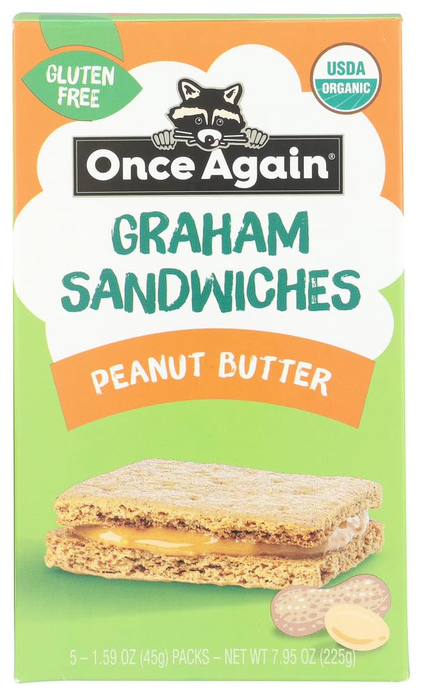 Once Again Organic Peanut Butter Graham Sandwiches multi-pack in 1.59 oz portions, ideal for snacking