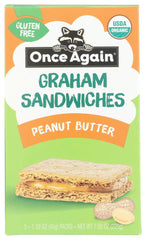 Once Again Organic Peanut Butter Graham Sandwiches multi-pack in 1.59 oz portions, ideal for snacking