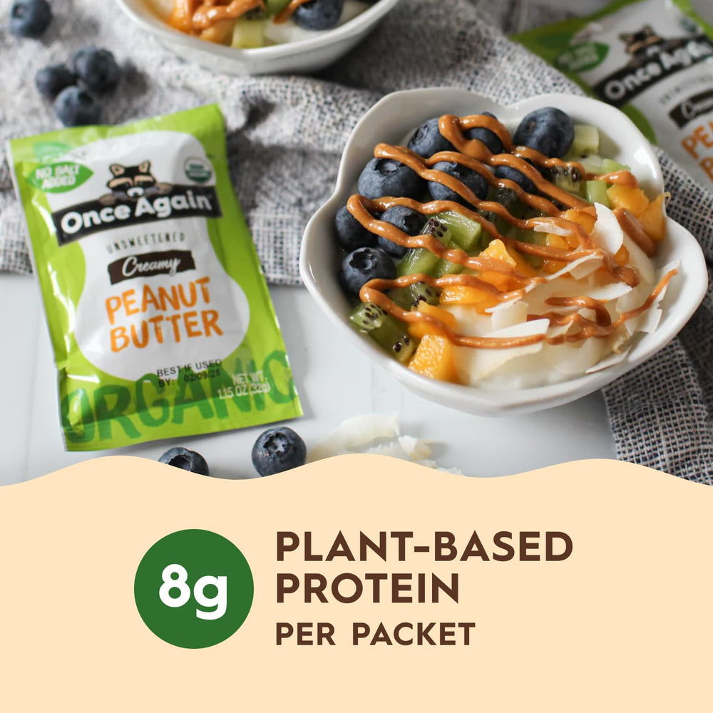 Once Again Organic Peanut Butter Packets ingredient-list highlights pure peanuts.