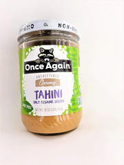 Once Again sesame tahini ingredients side highlights natural oil separation.