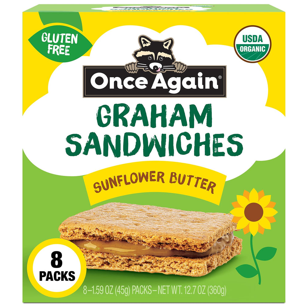 Once Again box of sunflower butter Graham sandwiches, 8-pack lunch snack.