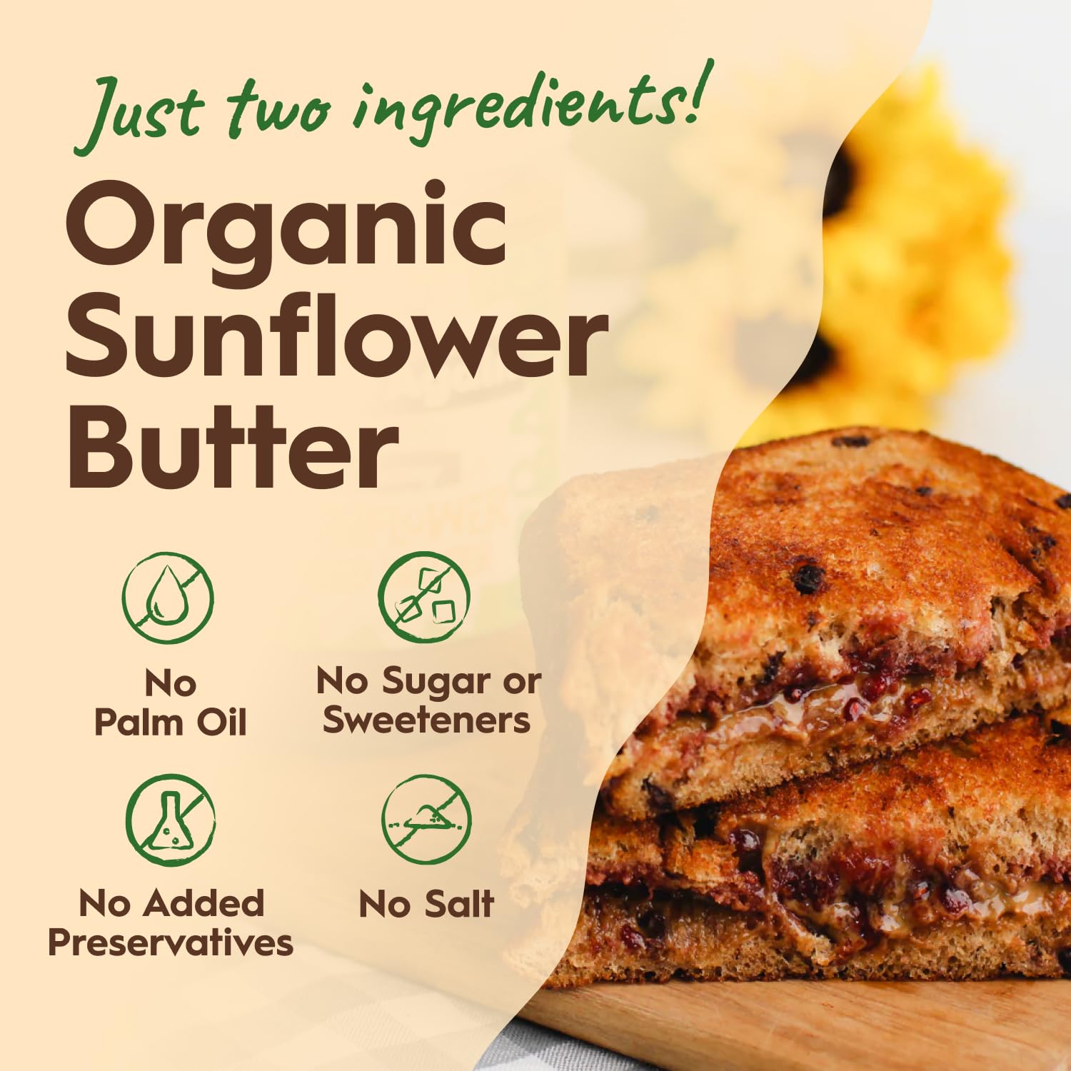 Once Again Sunflower Butter organic label on jar—non-GMO and gluten-free certifications.
