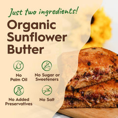 Once Again Sunflower Butter organic label on jar—non-GMO and gluten-free certifications.