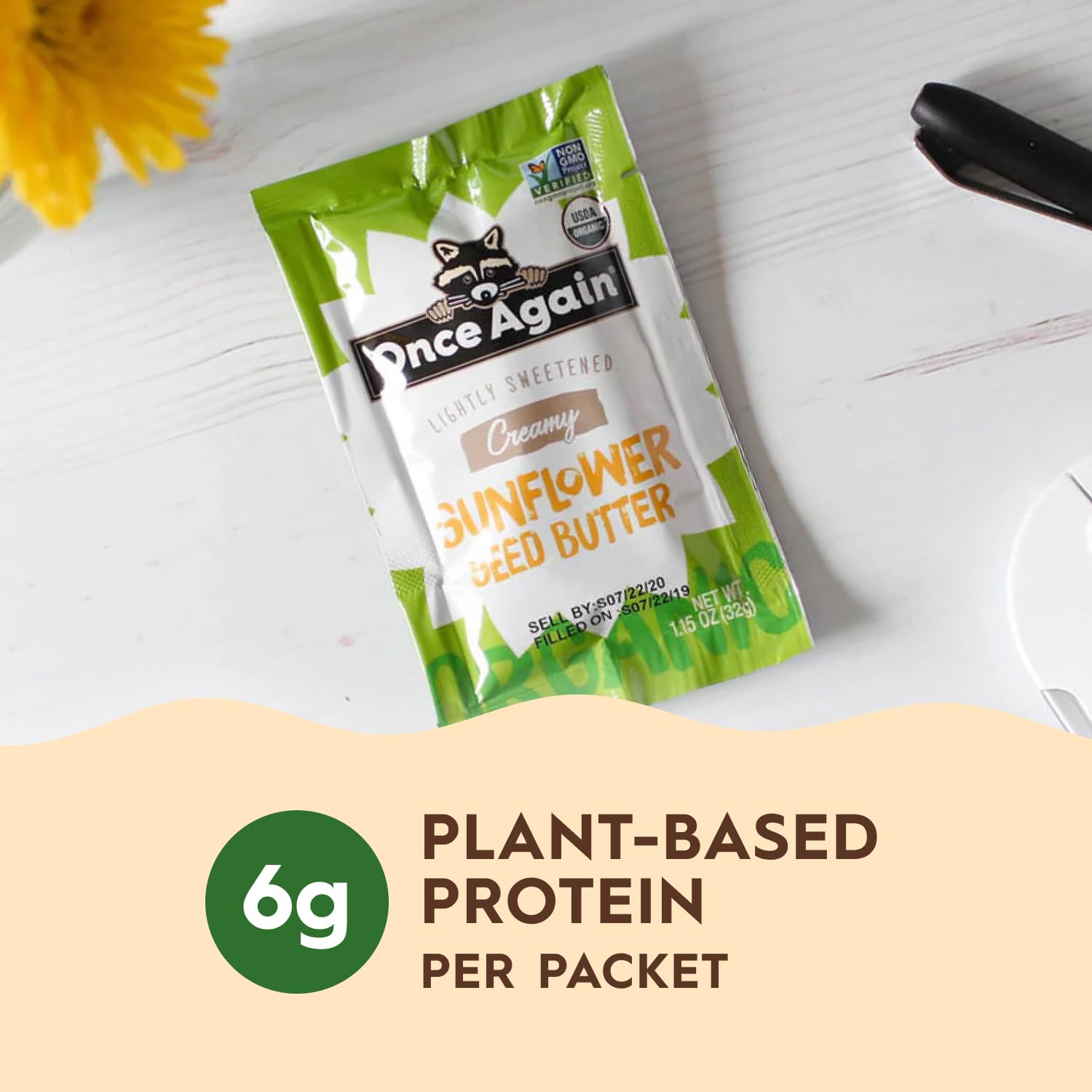 Once Again sunflower butter packets travel snack ideal for airplane or car.