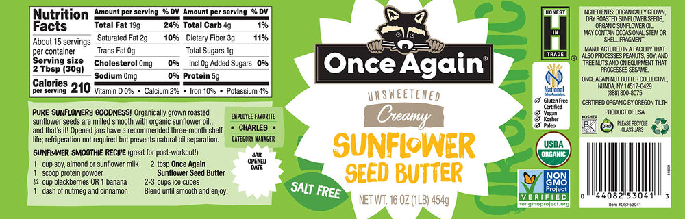 Once Again Sunflower Butter spread on toast highlighting smooth texture.
