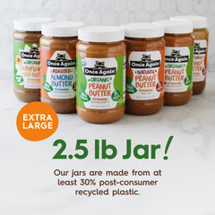 Once Again Sunflower Butter unsweetened label emphasizes sugar-free, unsalted formulation.