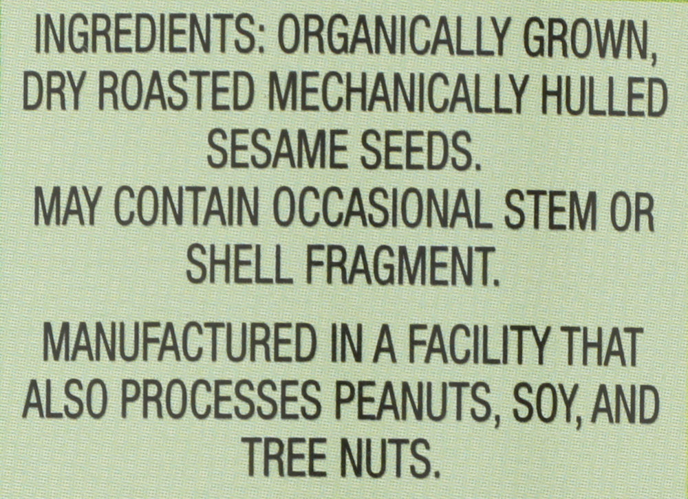 Once Again Tahini glass jar closeup highlights organic, gluten-free packaging.