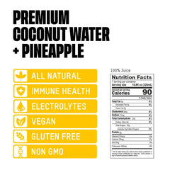 Once Upon A Coconut pineapple coconut water being poured into a glass for quick hydration.