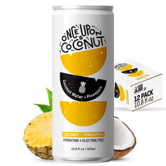 Once Upon A Coconut pineapple coconut water bottle pack 12, refreshing hydration for daily energy.
