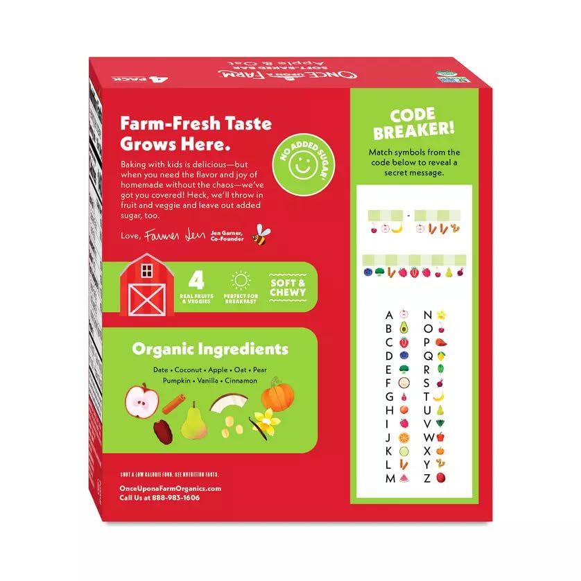 Once Upon A Farm four bars per pack image demonstrates easy portion control