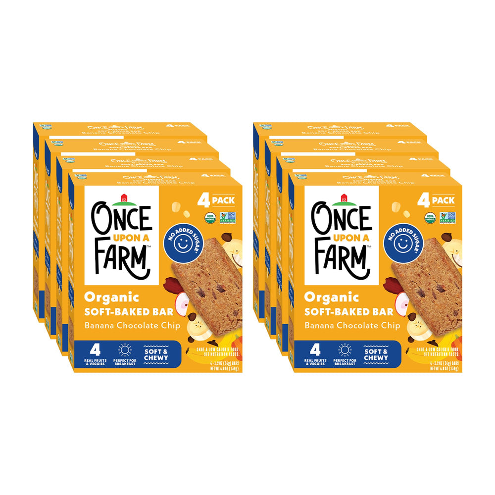 Once Upon a Farm banana chocolate chip soft baked bar; lunchbox-friendly