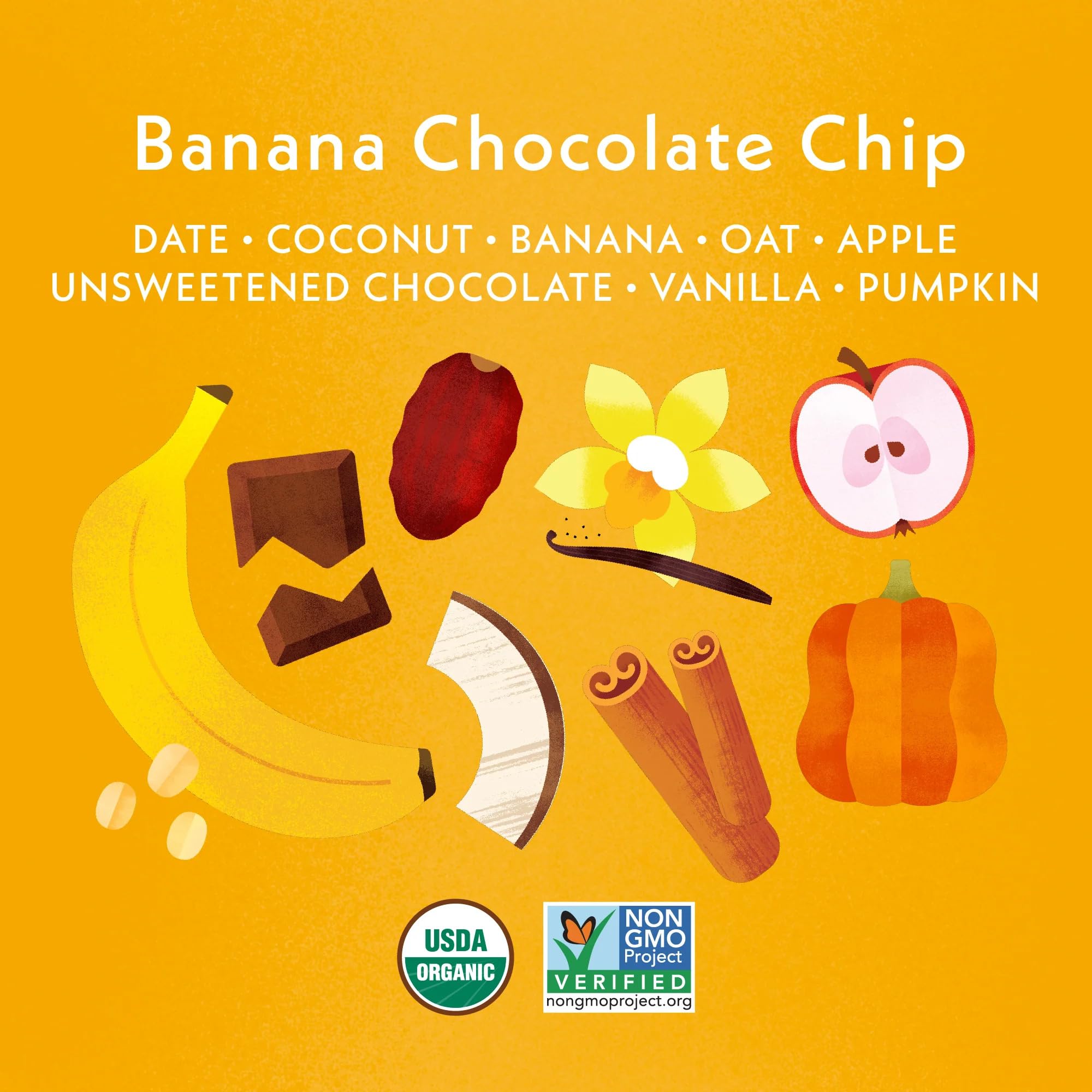 Soft-baked bar with banana, chocolate chips, vanilla and oats