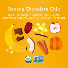 Soft-baked bar with banana, chocolate chips, vanilla and oats