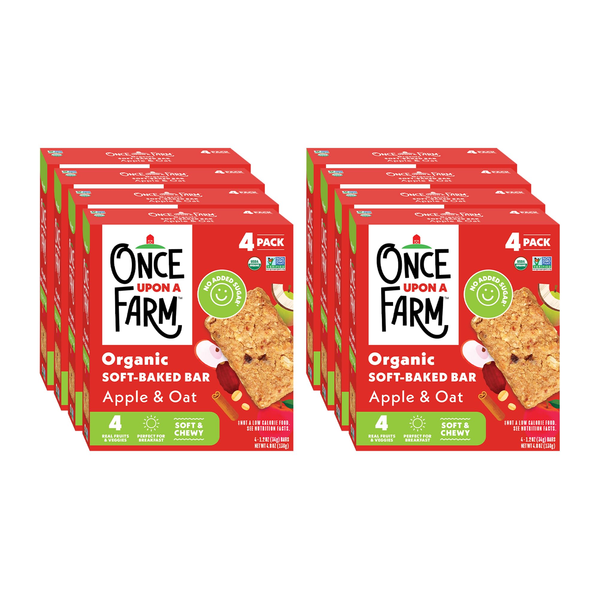 Once Upon A Farm soft-baked Bars Apple & Oat closeup showing kid-friendly texture for on-the-go snacking