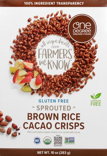 One Degree Cereal Rice Cacao Crisp served in a bowl with milk