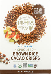 One Degree Cereal Rice Cacao Crisp packaging on shelf, ideal quick breakfast option