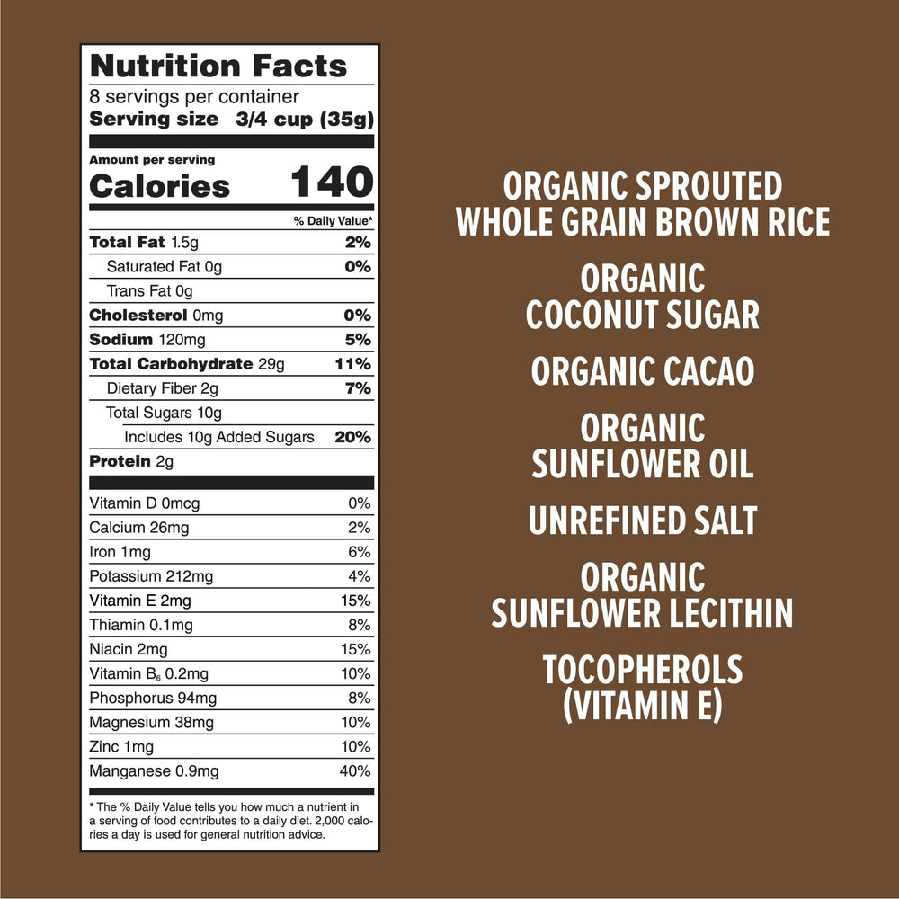 One Degree Sprouted Rice Cacao Crisps in a bowl with plant milk.