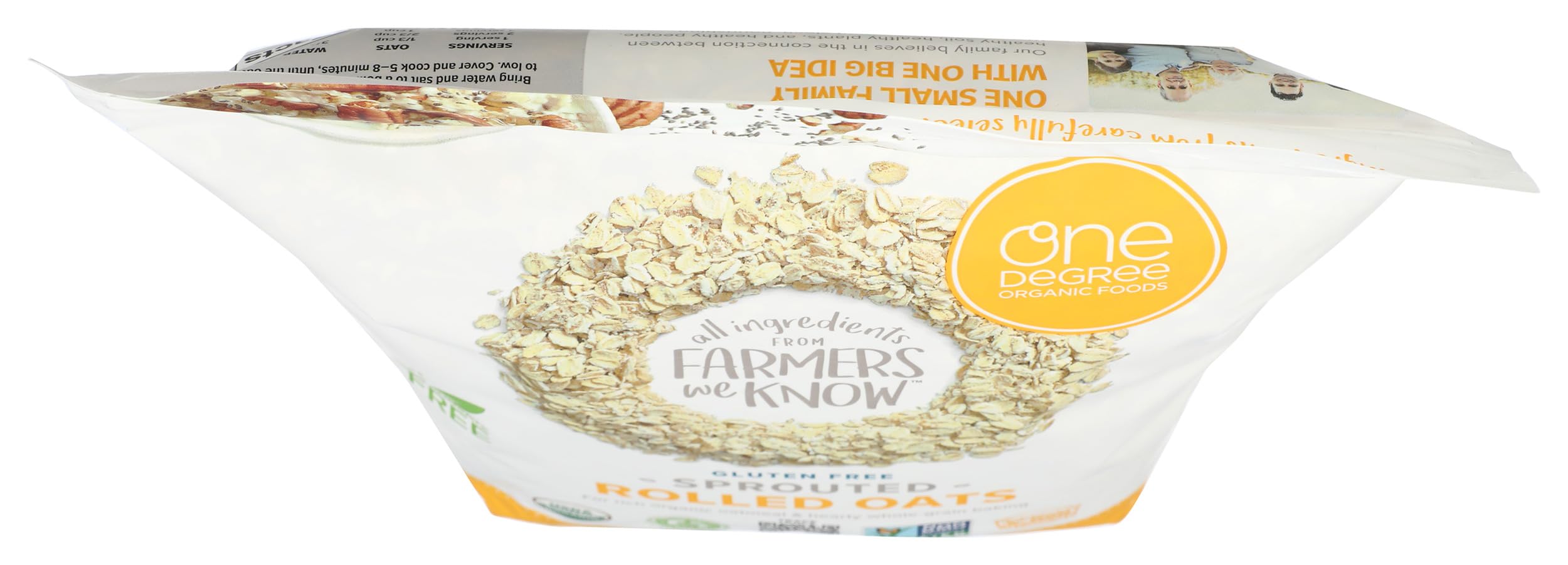 One Degree Organic Foods sprouted oats in a mixing bowl for breakfast prep.