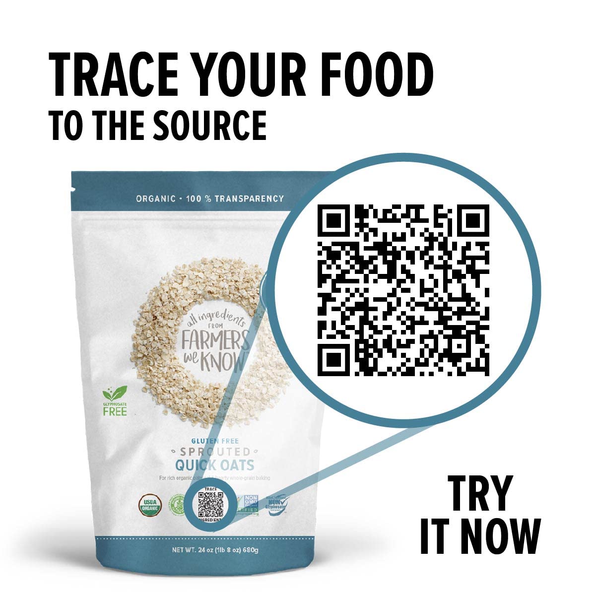One Degree Sprouted Quick Oats vegan and gluten-free seal aids allergen-friendly planning.