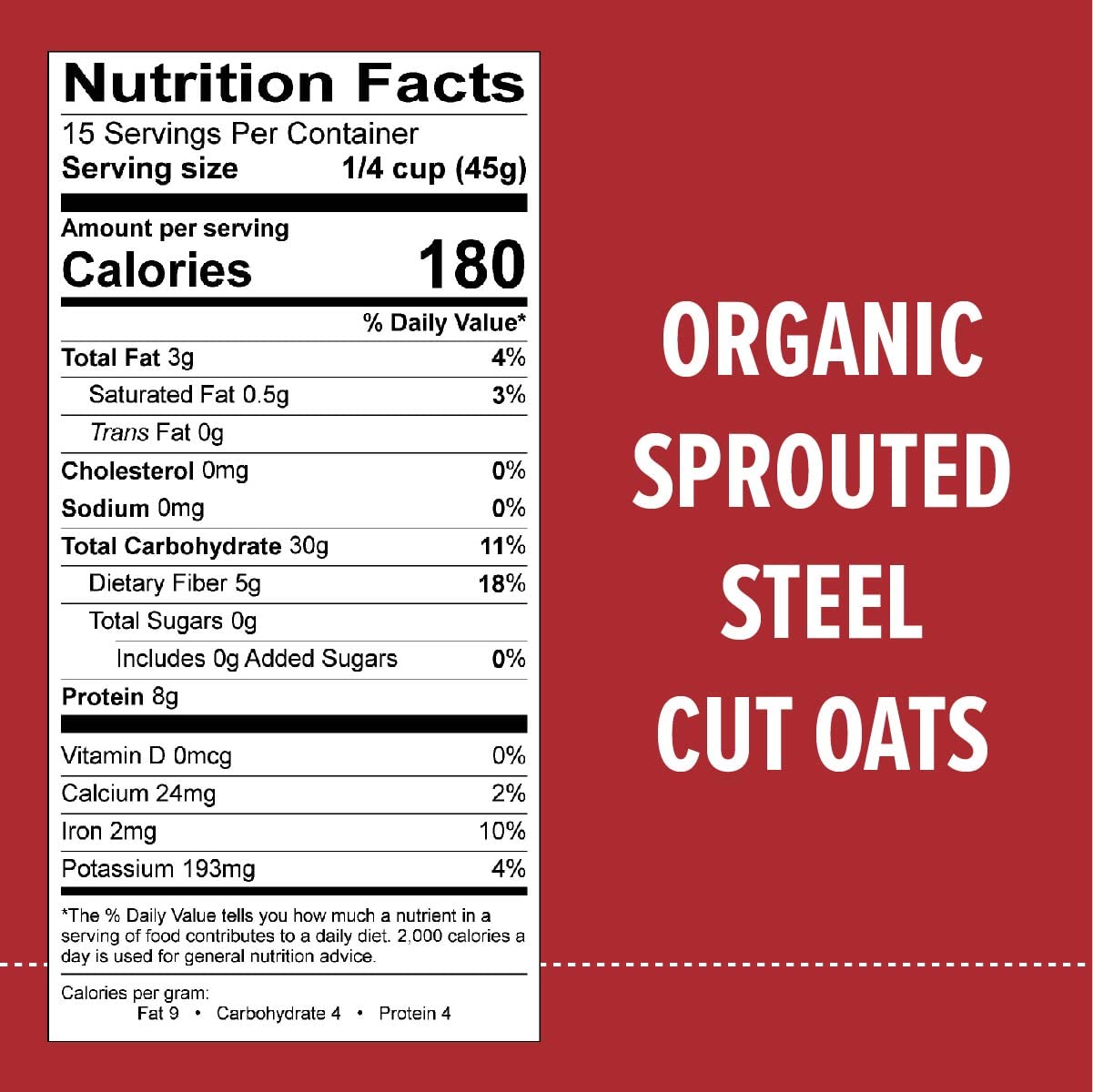 One Degree Sprouted Oats in a bag, gluten-free and non-GMO.
