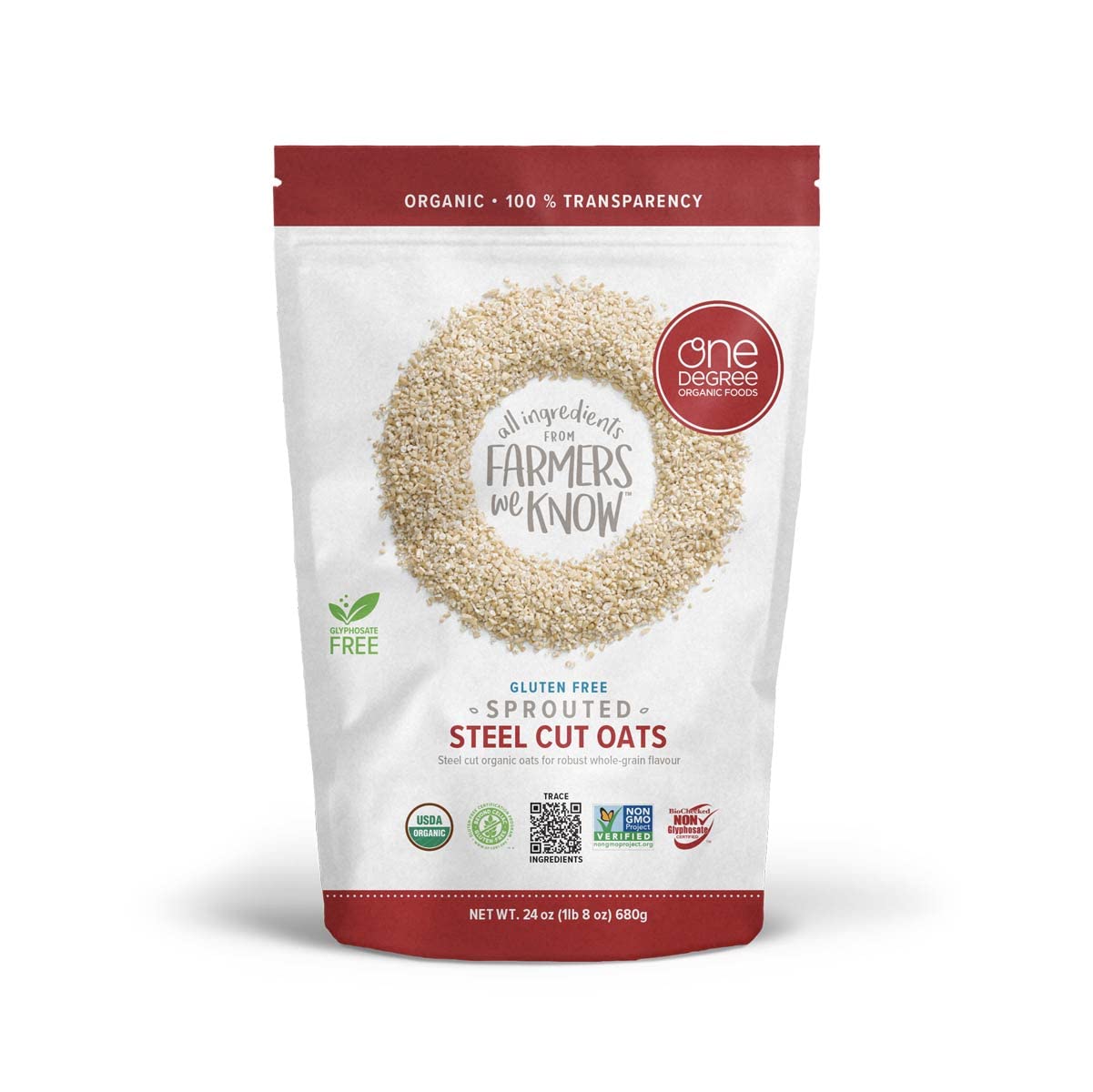 Pouring One Degree oats into a pot for a quick, fiber-forward meal.