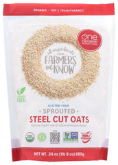 One Degree Organic Foods Sprouted Steel Cut Oats pack-4 offer a gluten-free, hearty breakfast base.