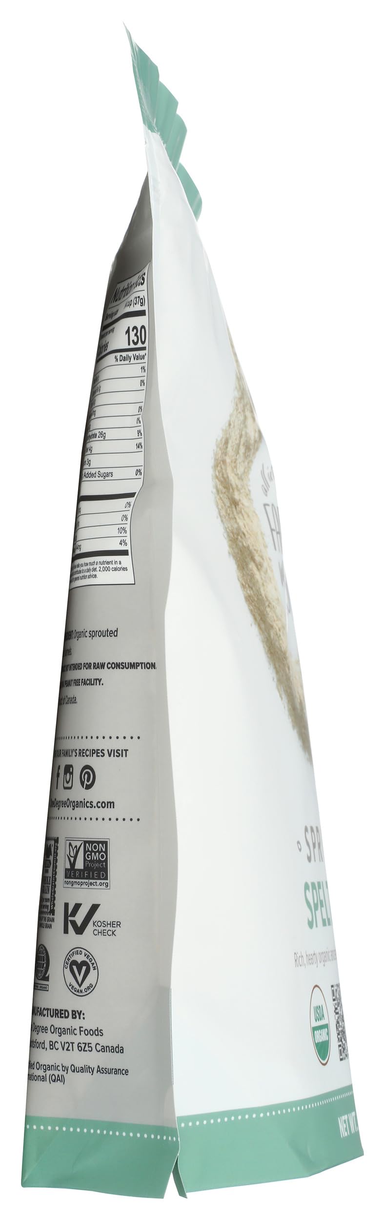 One Degree Sprouted Spelt Flour origin shown as raw grains, signaling nutrient-rich potential.