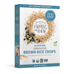 One Degree Sprouted Brown Rice Crisps close-up reveals light, crunchy texture