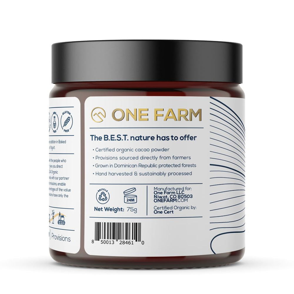 Non-GMO, fair-trade vegan cacao powder from One Farm by WAAYB.