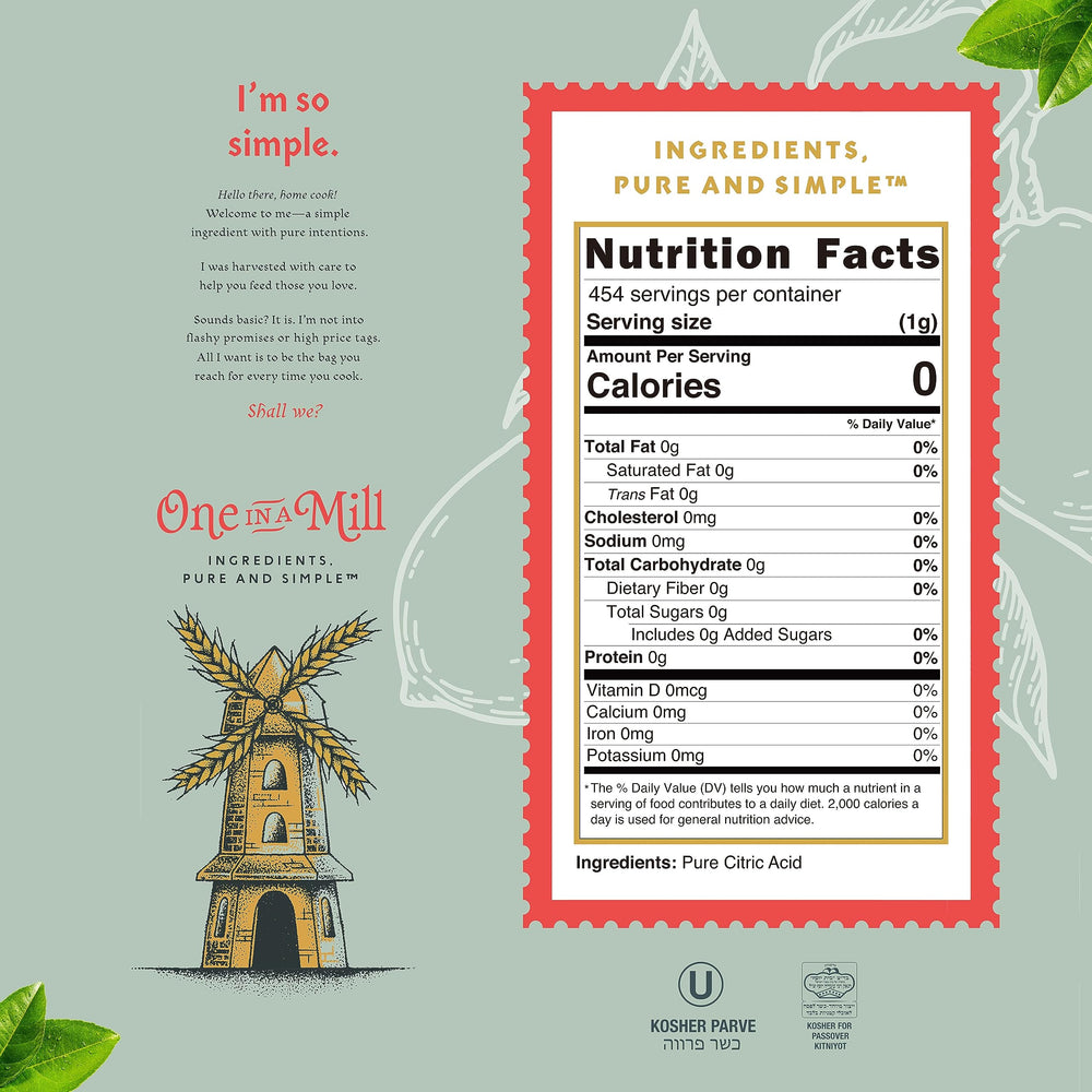 One In A Mill Citric Acid Powder DIY skincare image implies masks, scrubs, and fizz.