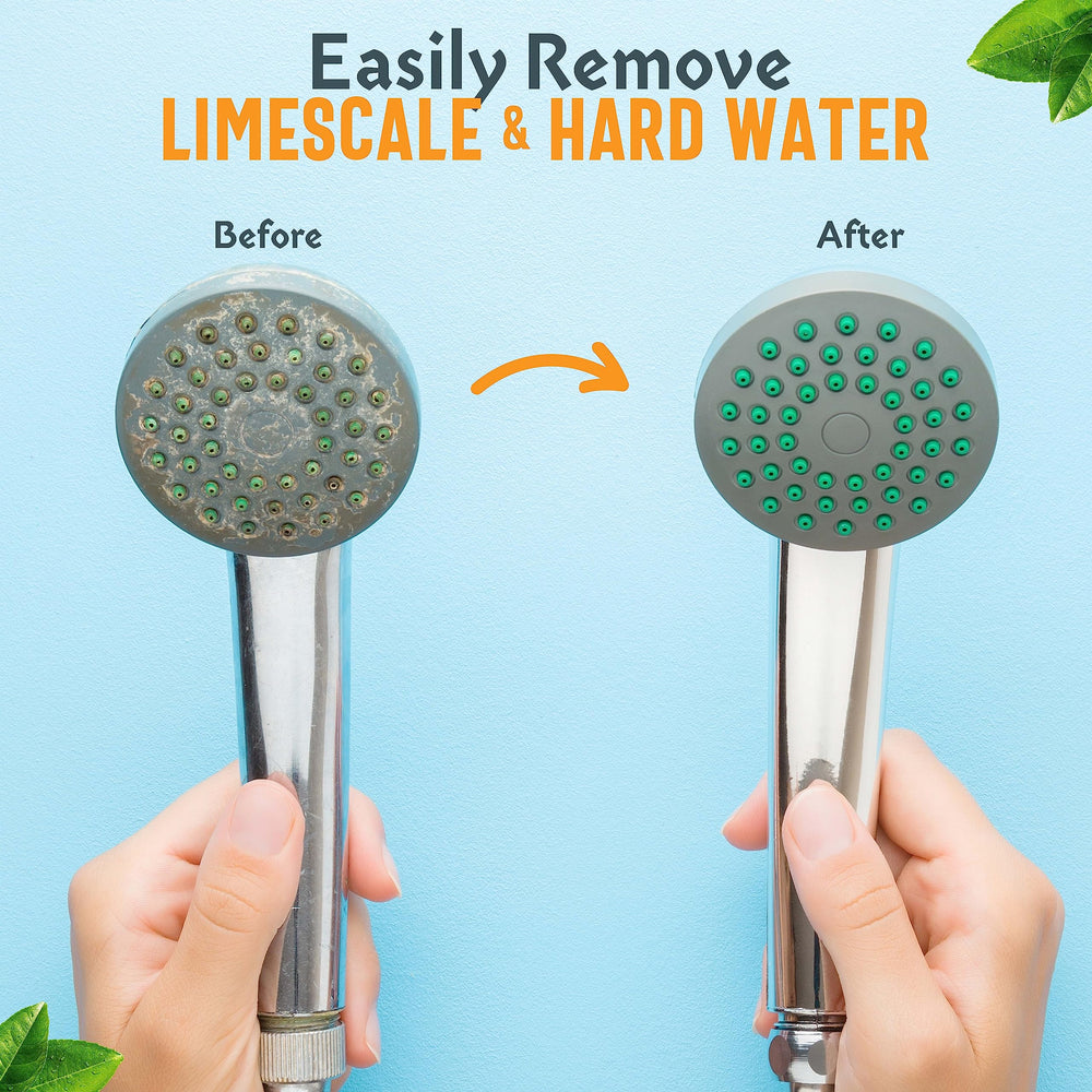 One In A Mill Citric Acid Powder water-softening scene highlights hard water stain reduction.
