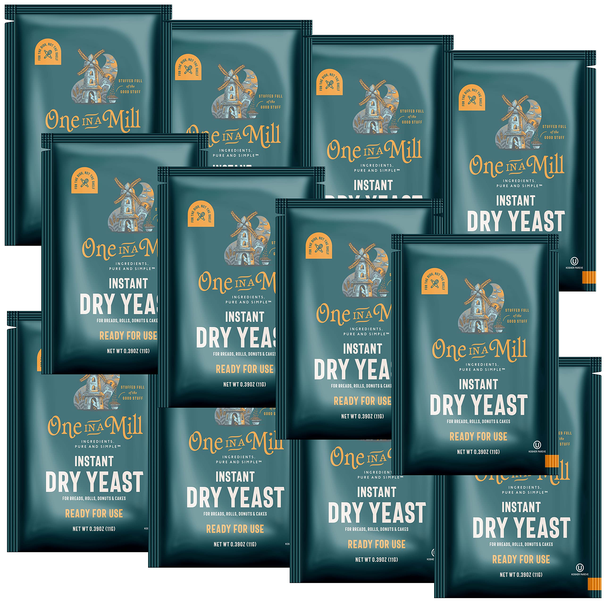 One in a Mill instant dry yeast packaging showcasing freshness and storage.