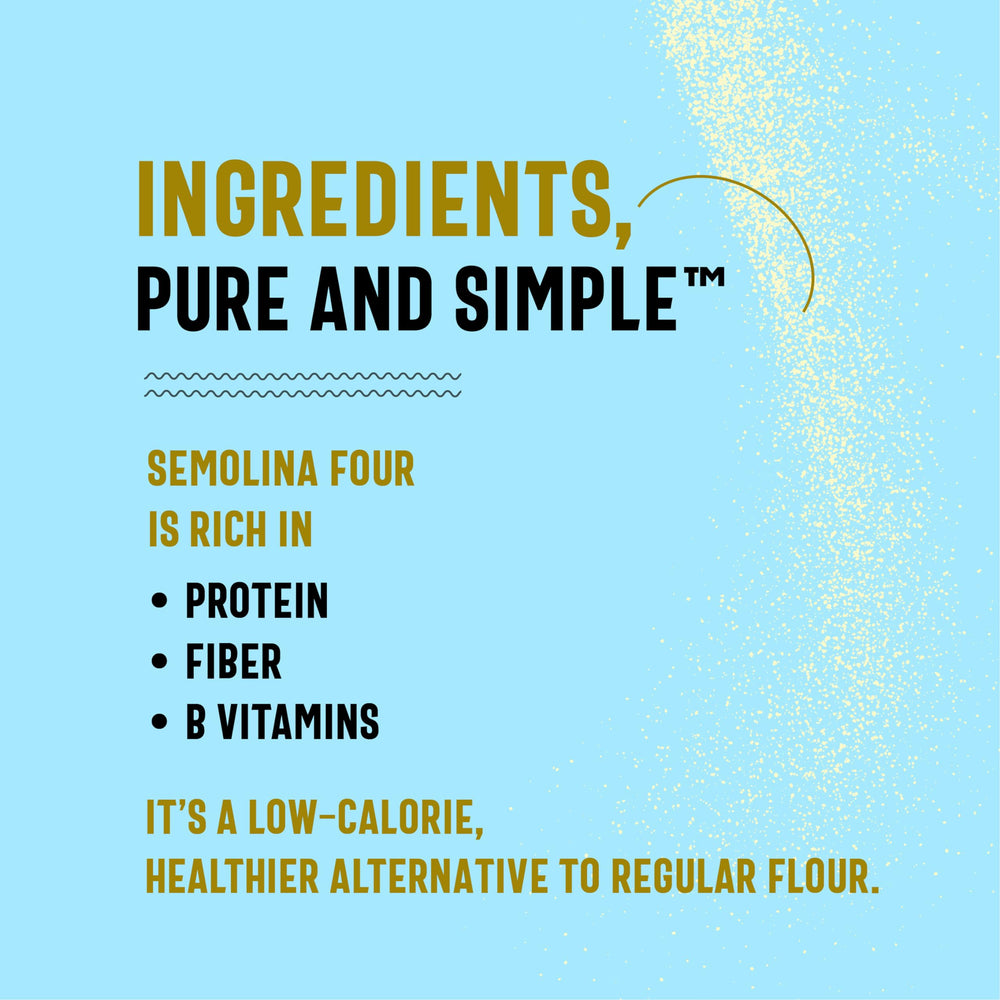 ONE IN A MILL semolina flour vacuum-pack helps preserve peak freshness
