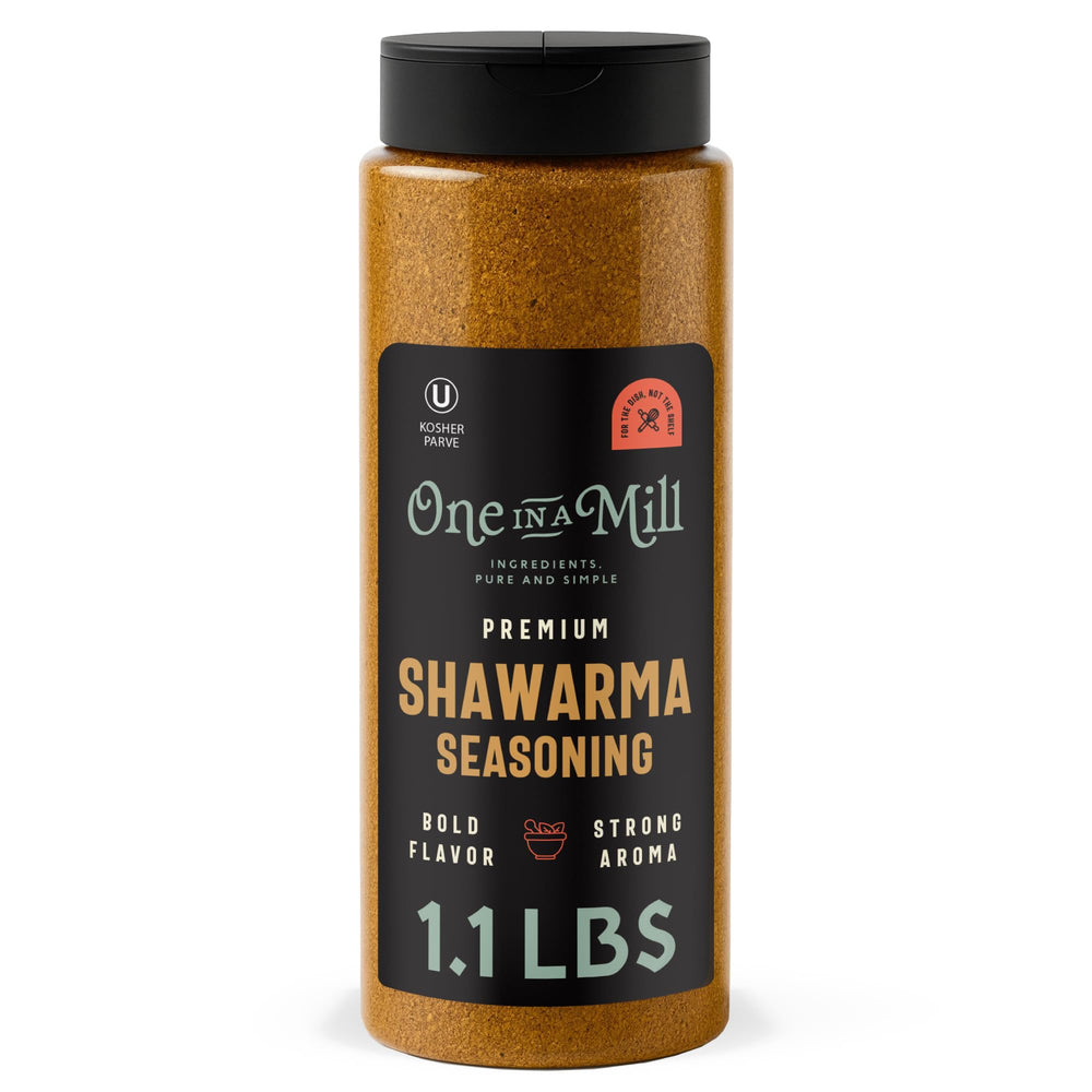ONE IN A MILL shawarma seasoning jar front shows premium spice blend for home cooking.
