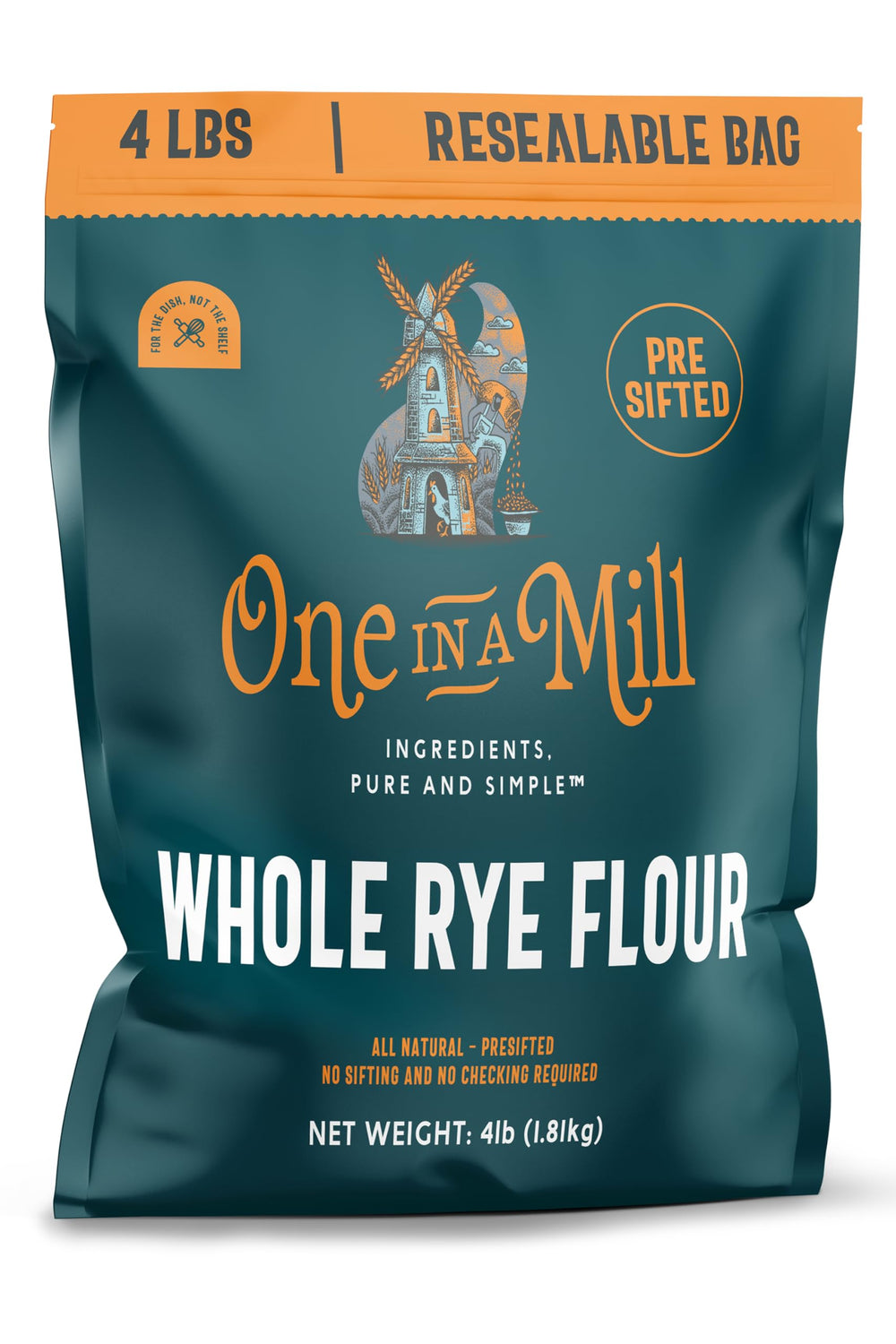 One in a Mill Whole Rye Flour front bag ideal for rustic baking.
