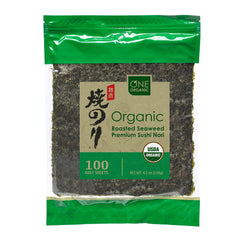 One Organic Sushi Nori packaging signals premium organic seaweed for easy sushi at home