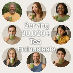 ONE WITH TEA Sencha loose leaf cup-brew shows quick steep, smooth flavor in minutes.