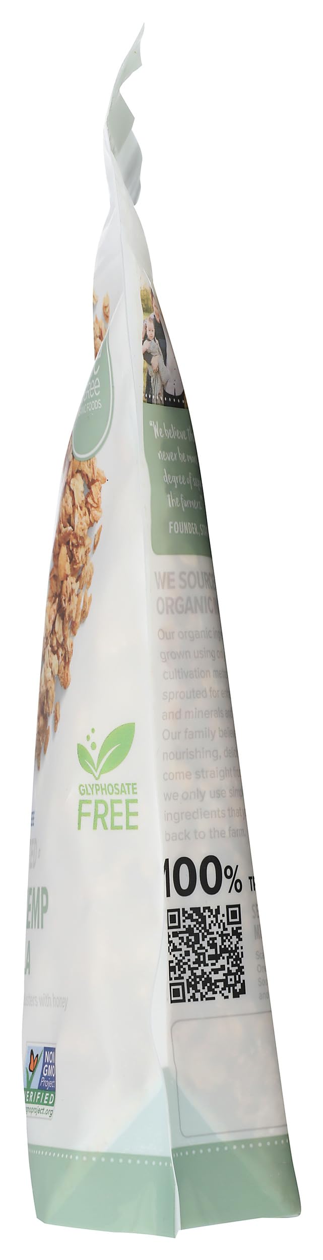 One Degree Oat Honey Hemp granola ingredients close-up including oats and honey