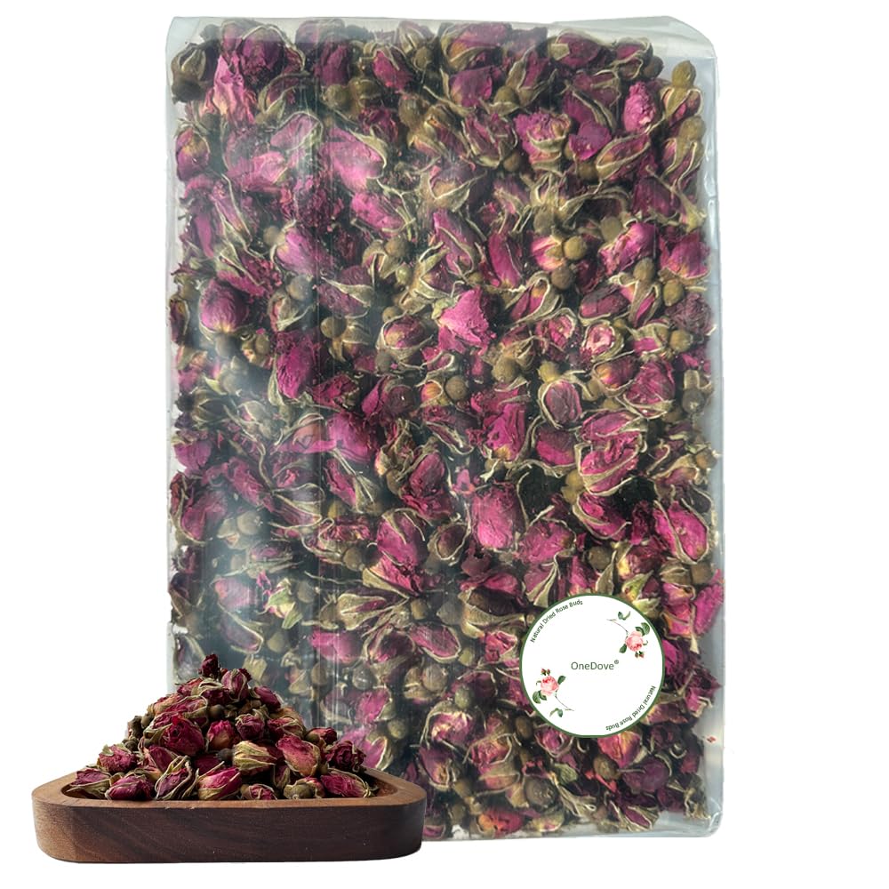 OneDove dried rose petals and rose buds in a 1lb pack for culinary and craft use.