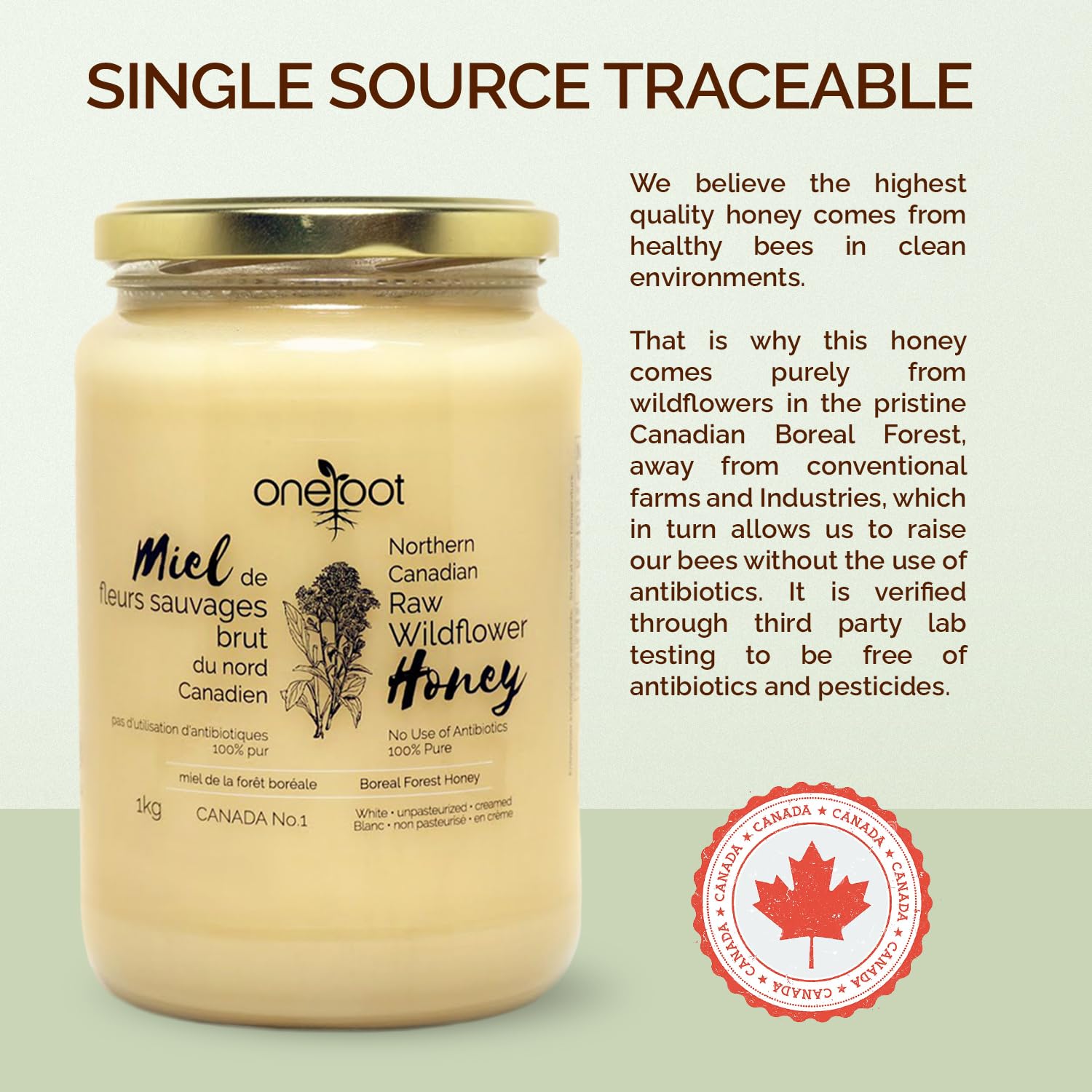 OneRoot Canadian wildflowers field background emphasizing origin and purity for quality sweetness.