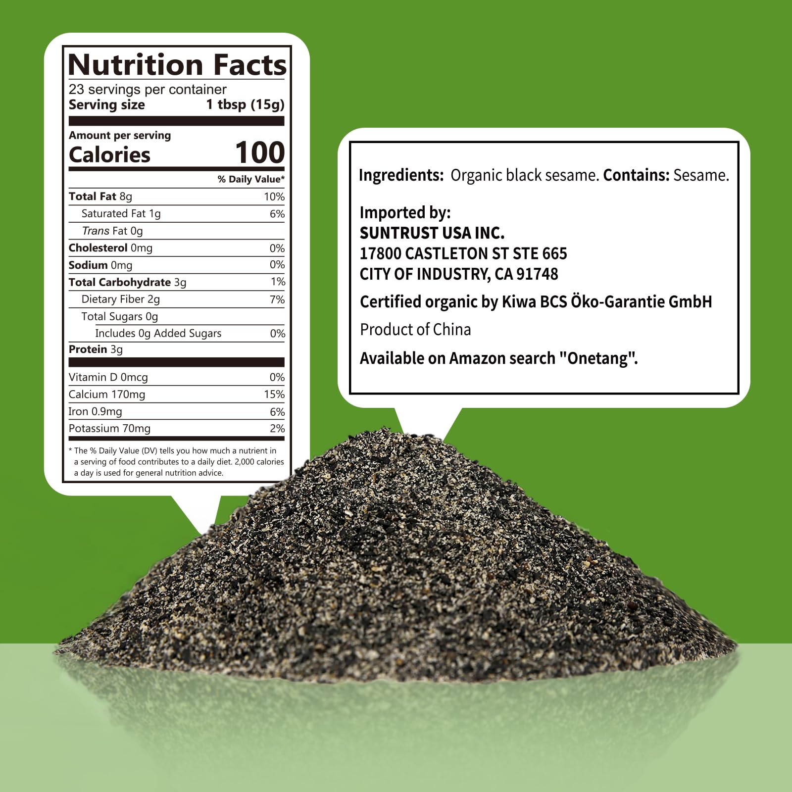 Scoop of ONETANG sesame powder over yogurt enhances nutty aroma and texture