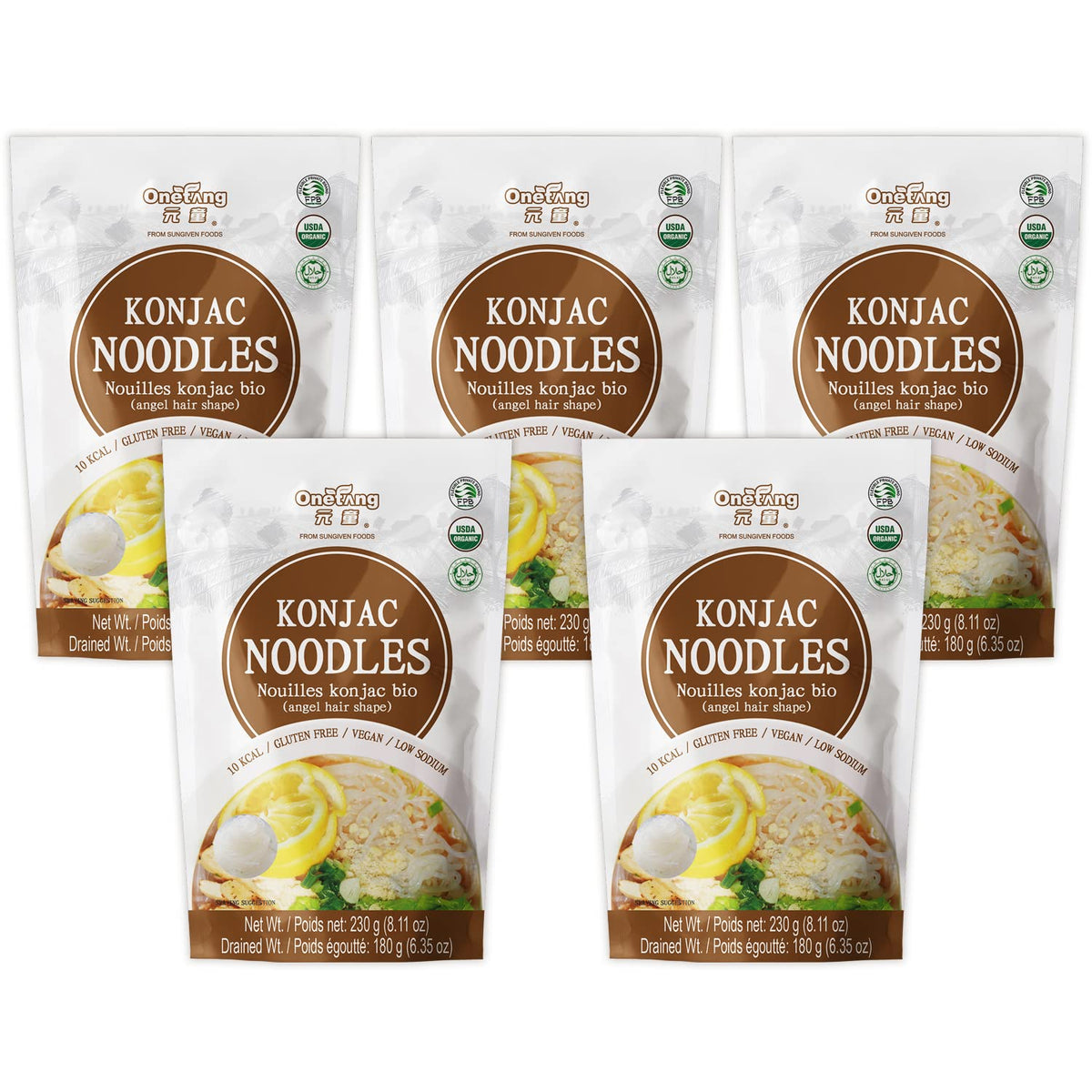 ONETANG organic Shirataki noodles packaging with USDA Organic seal assures clean ingredients.
