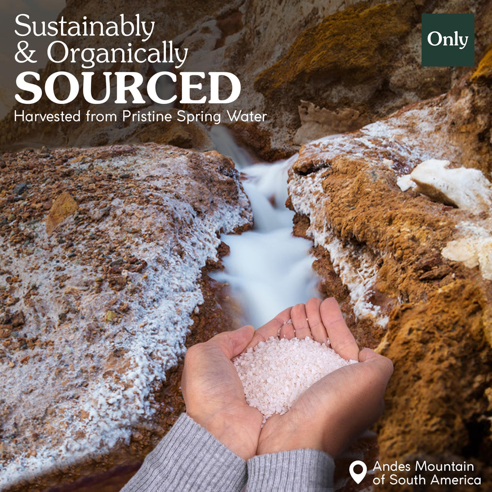 Only Ancient Spring Salt dispensing scoop demonstrates convenient, measured seasoning.