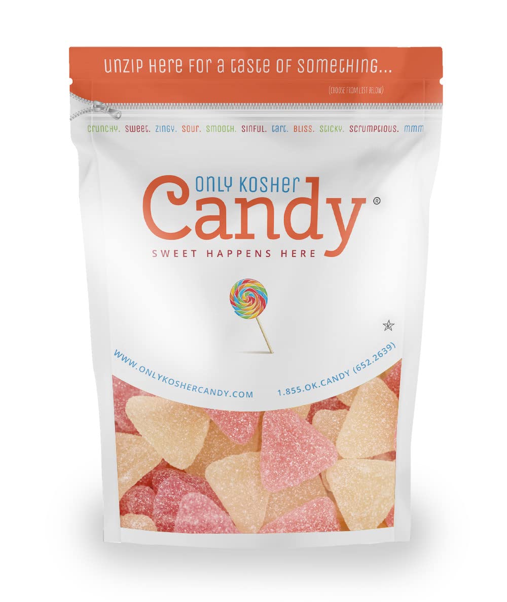 Only Kosher Candy grapefruit gummy slices provide a fresh, fruity bite for quick snacking.