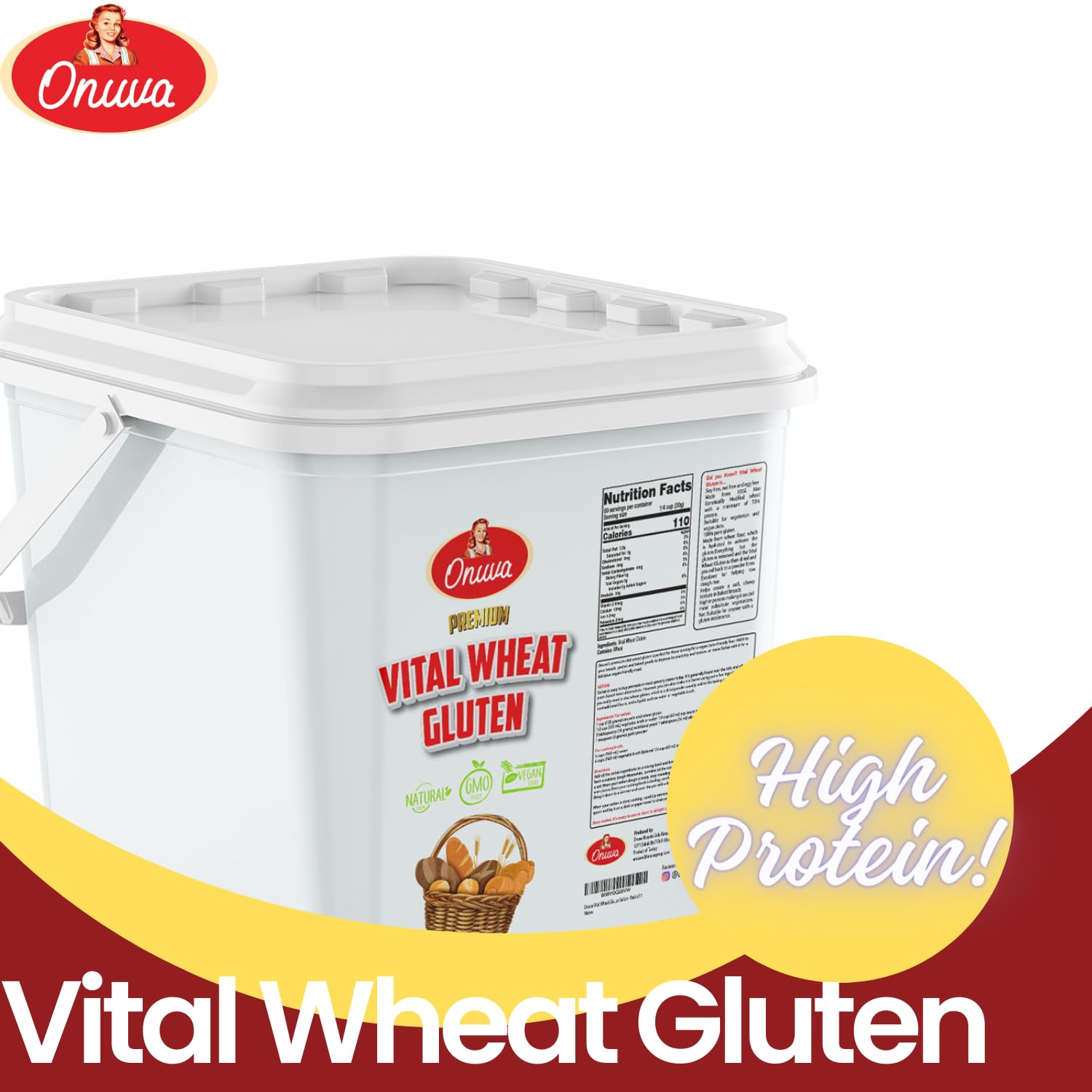 Onuva Vital Wheat Gluten stays fresh in a moisture-resistant bag for long-term storage.