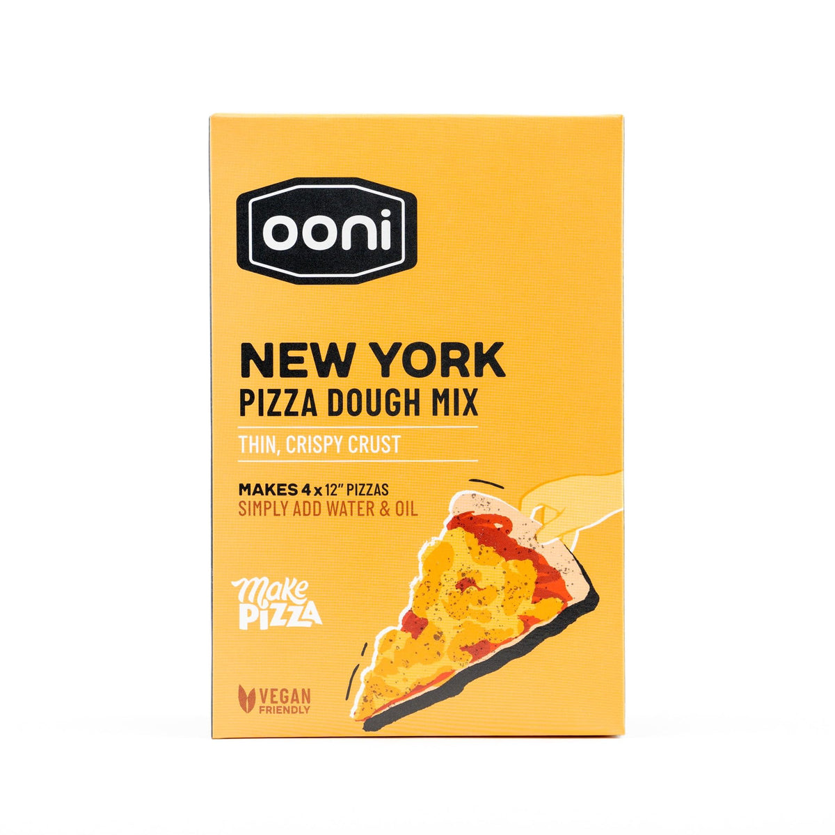 Ooni New York Style dough mix box showing easy packaging for quick weeknight pizzas.