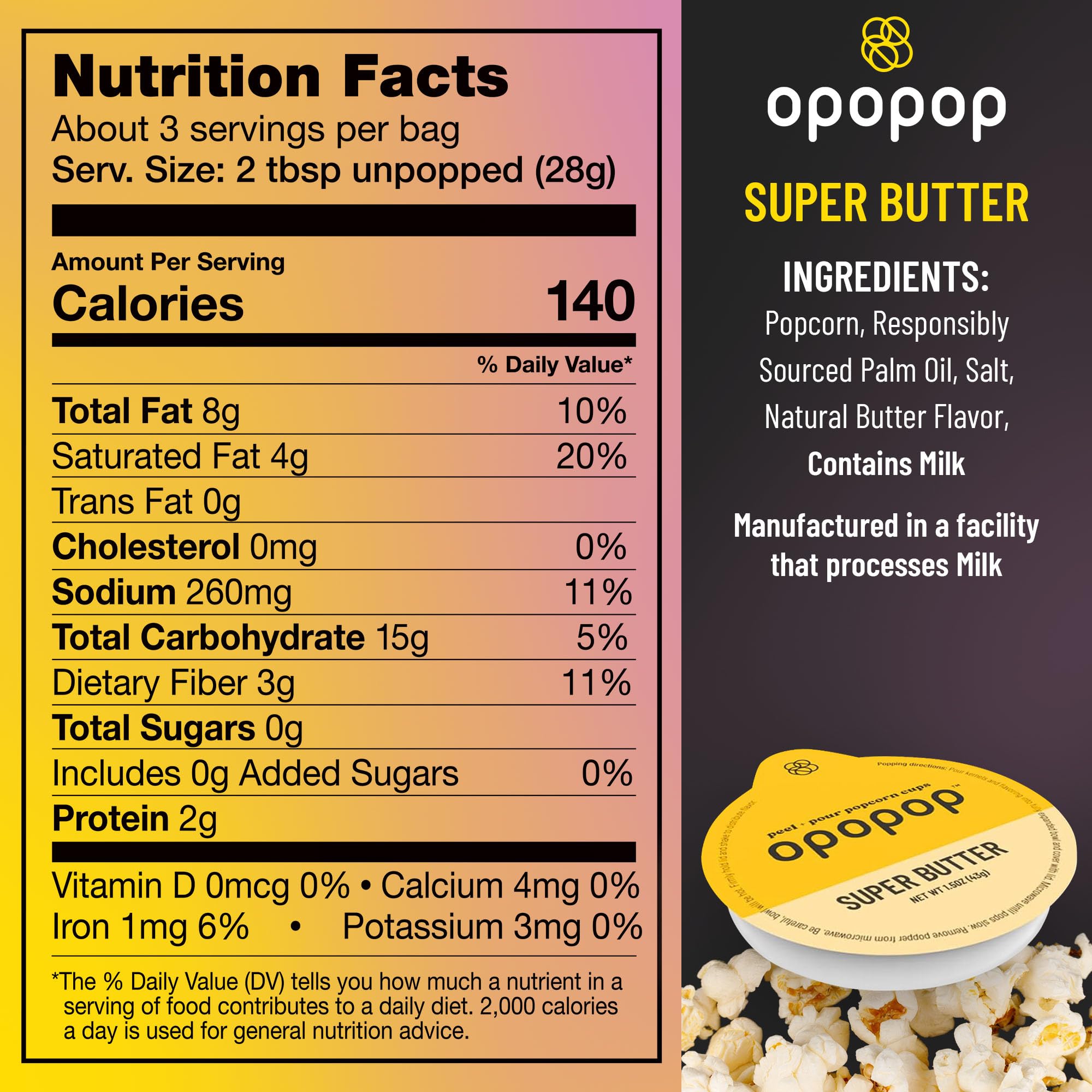 Opopop butter popcorn cups close-up of melted butter ready to serve.