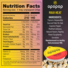 Opopop Maui Heat ingredients inside emphasize mess-free, microwave-ready flavor